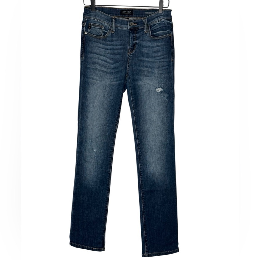 Judy Blue Blue Straight Leg Jeans with Distressed Details size 9/29